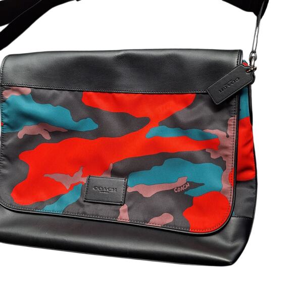 Coach signature flap messenger crossbody bag camouflage colorful large size - Picture 3 of 12